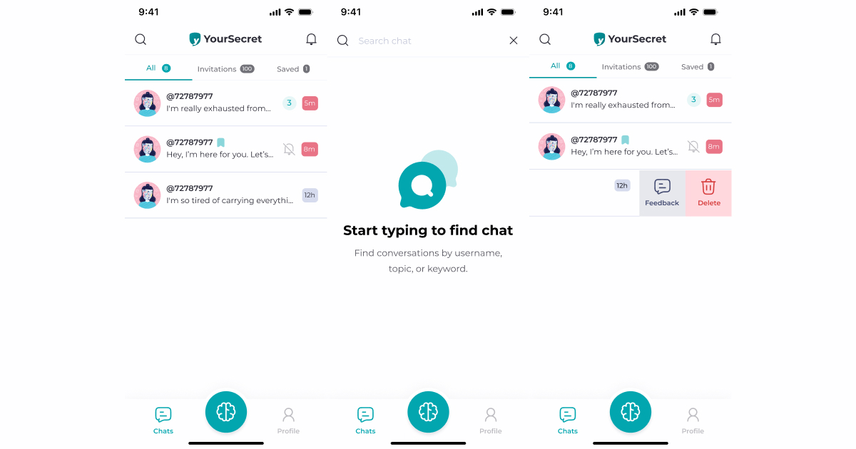 YourSecret: private 1-on-1 chat preview